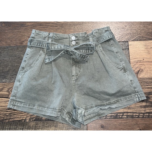 NWT American Eagle Highest Rise Mom Shorts Size 4 Paper Bag Sage Green Stretch - Picture 3 of 7